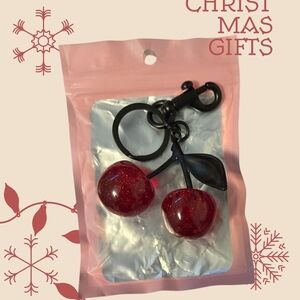 Cherry Keychain Accessory - Red and Black